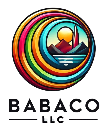 A colorful logo of babaco inc.